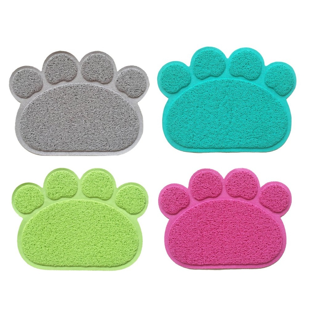 PVC Paw Shape Print Pad Dog Cat Litter Mat Pet Puppy Kitty Dish Feeding Food Bowl Placemat Anti-skid Waterproof Sleeping Pad