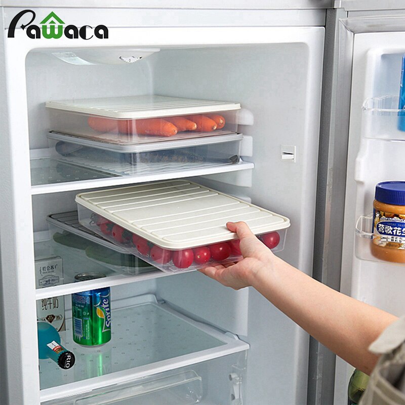 Refrigerator Food Storage Container with Lid Sealed Crisper Food Fresh Keeping Egg Fish Storage Box Fresh Spacer Organizer Case