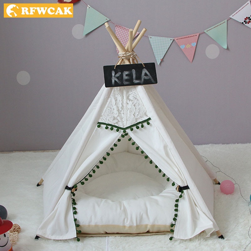 RFWCAK Pet Dog Tent Pet Dog House Kennel Washable Tent Dog Bed For Small Dogs Puppy Cat Indoor Outdoor Portable Teepee With Mat