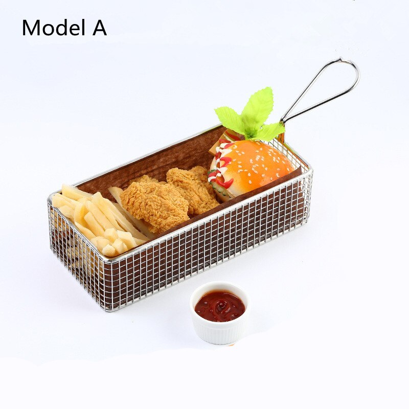Snack Basket Deep Fry Food Basket Hotel Tableware Food Tray French Fries Holder BBQ Tray Fried Chicken Meat Burger Dish 1pcs