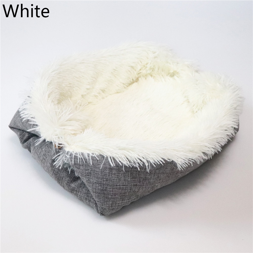 Soft Long Plush Cat Bed Round Pet Dog Bed For Small Dogs Cats Nest Winter Warm Sleeping Bed Puppy Mat Round Plush Cat Bed House