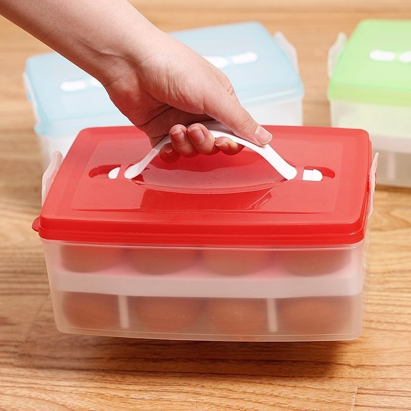 Two Layer Plastic Food Chicken Egg Holder Storage Bin Box Hamper Portable Container Carrier Case Basket Wing Fai Trading