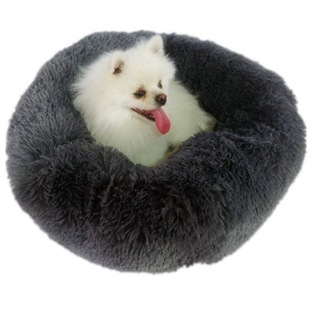 Warm Fleece Dog Bed 50 60 70 80cm Round Pet Lounger Cushion For Small Medium Large Dogs & Cat Winter Dog Kennel Dog Puppy Mat