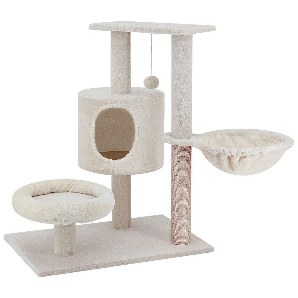 Cat Tree Play Tower Bed Gym White Pet Furniture Scratch Post Pet Cat Tree Tower Climbing Kitty Furniture Fir Scratching