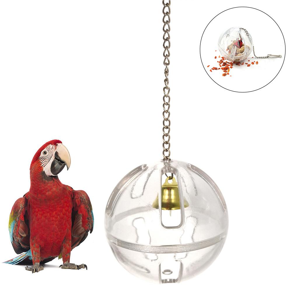 Pets Bird Parrot Food Feeder Foraging Bell Chain Ball Cage Feeding Chew Toy