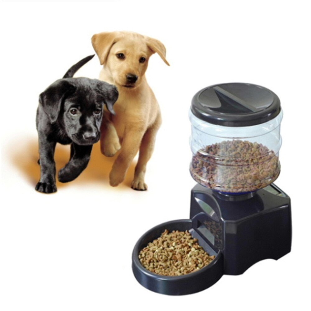 5.5L Automatic Pet Feeder with Voice Message Recording and LCD Screen Large Smart Dogs Cats Food Bowl Dispenser Black