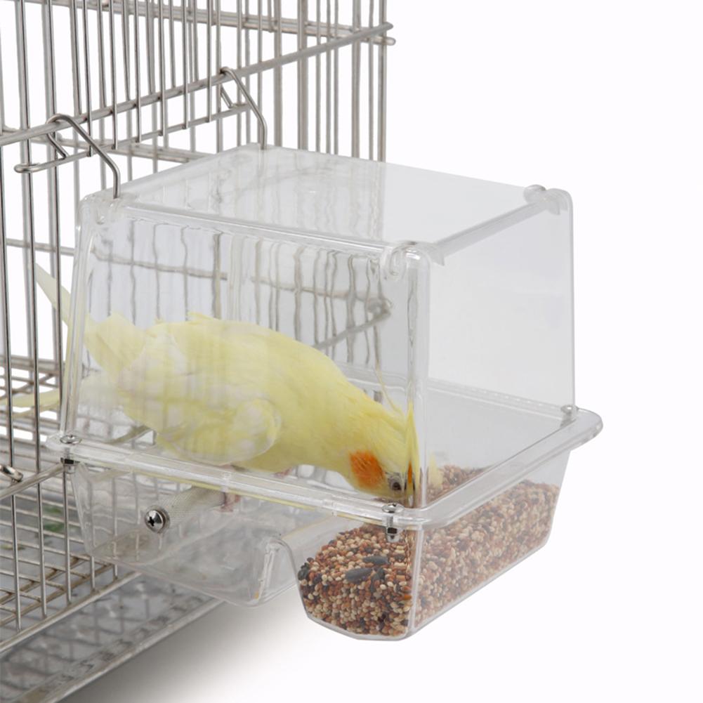 Bird Feeder Parrot Automatic Feeder Hanging Acrylic Bird Cage Parrot Supplies Seed Catcher Tray Hanging Cup Food Dish New