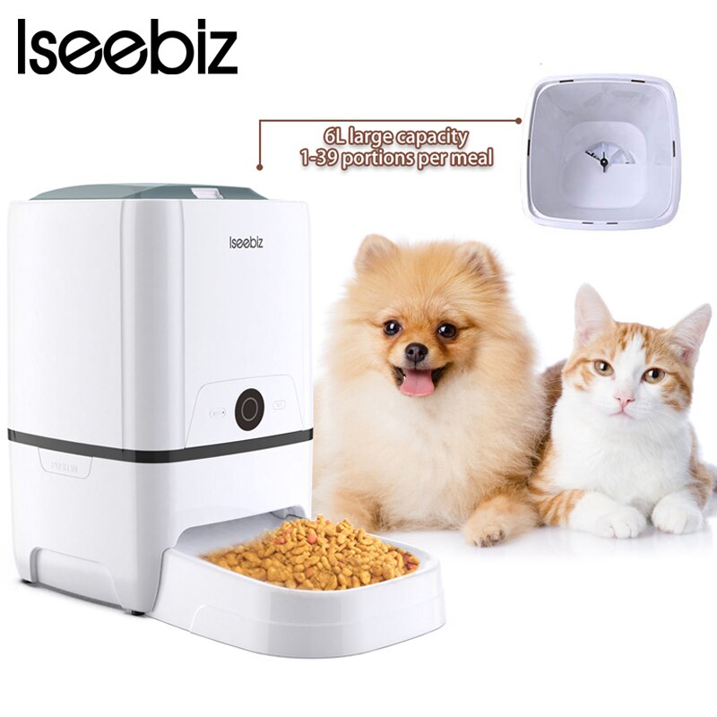 Iseebiz Automatic Pet Feeder 5L Smart Feeder Dog Cat Food Dispenser Voice Recording,Timer Programmable, IR Detect, 8 Meals