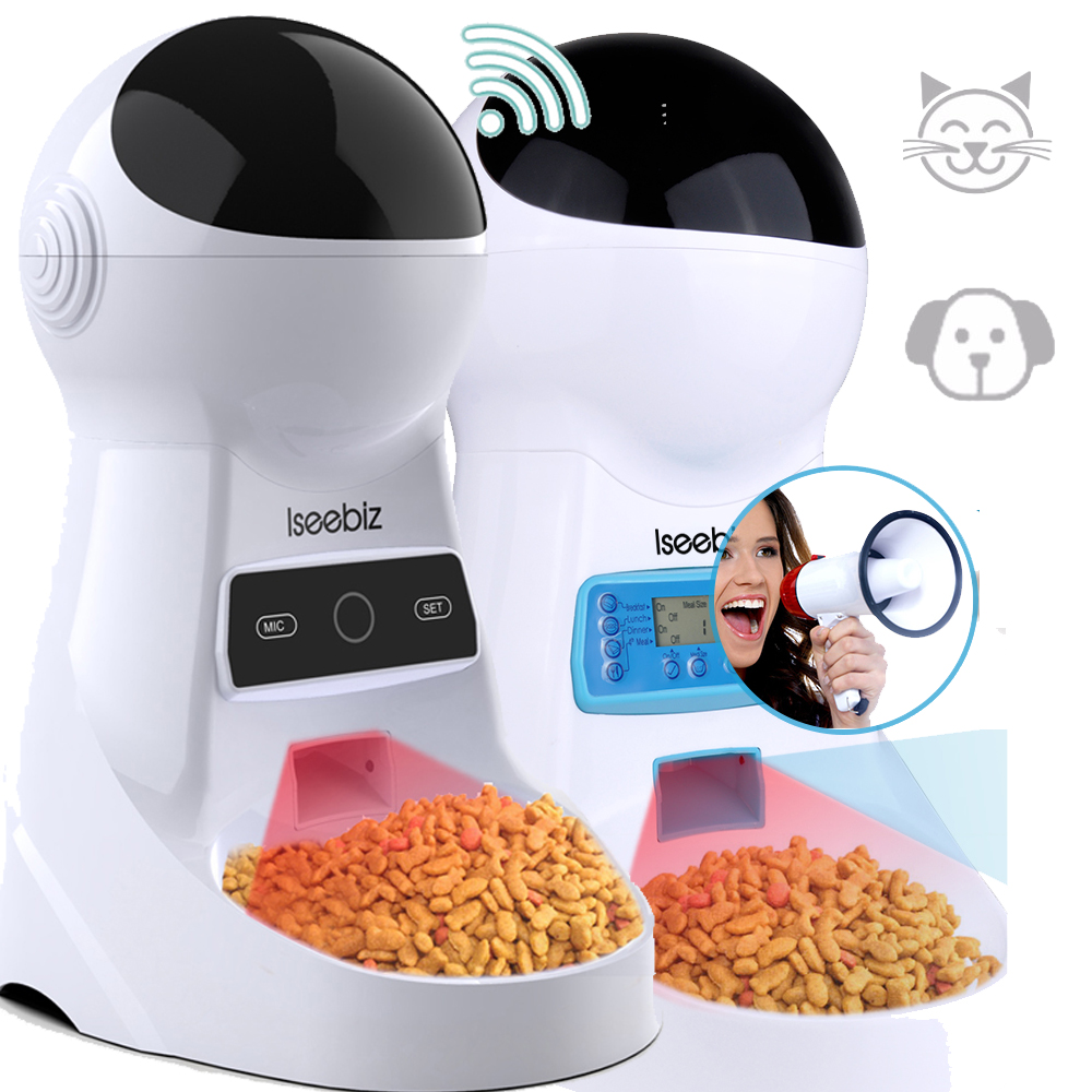 Pet Automatic Feeder Dog Cat Drinking Bowl With Voice Recording and LCD Screen Wet/Dry Food Bowls Dog Dispensers 4 times a Day
