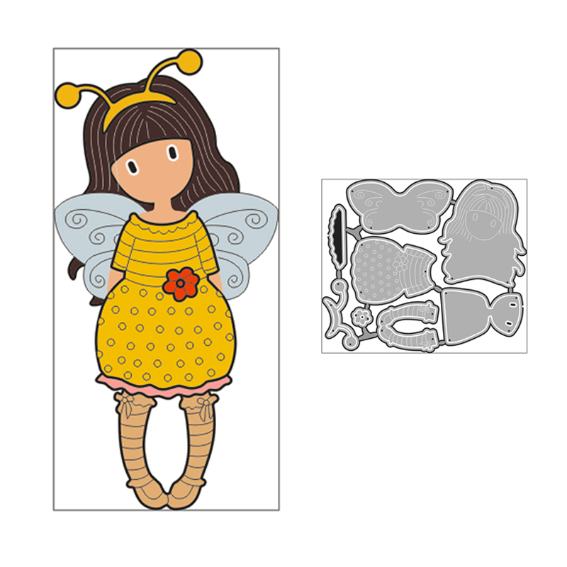 2020 Hot New Die Cut Angel Fairy Girl Bee Bow Flower Metal Cutting Dies Foil and Crafts Scrapbooking For Card Making no stamps