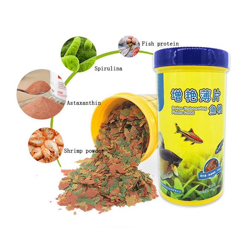 250ML Flake Fish Food Foating Color Enhancement Brightening Feed Pond Scales Pond Food Koi Slice Goldfish food Highly Nutritious