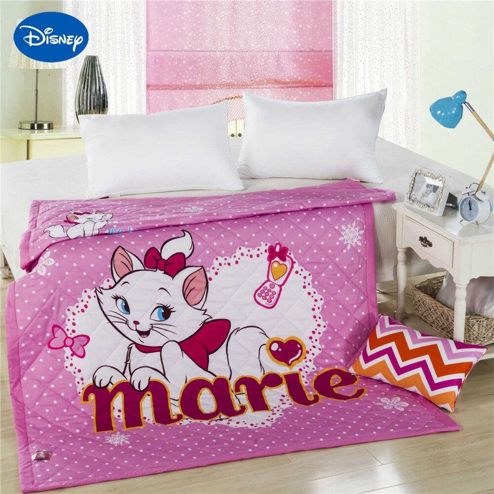 Disney Marie Cat Quilt Summer Comforter Bedding Set Babies Girl's Children's Bed Spreads Cartoon Cover Cotton Fabric Deep Pink