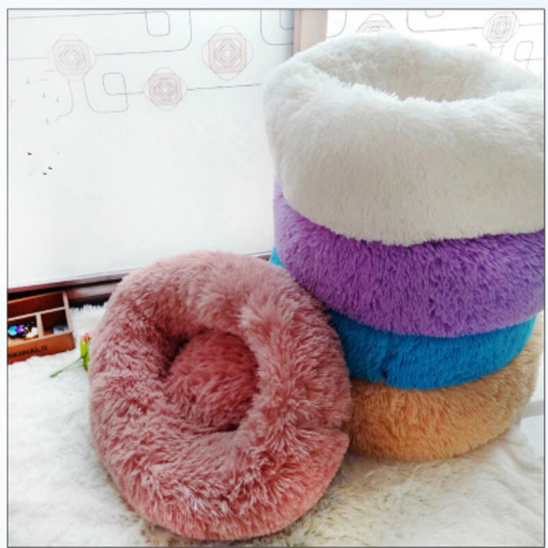 Macaron Round Dog Bed Plus Size Small Cat Warm Comfortable Round Bed