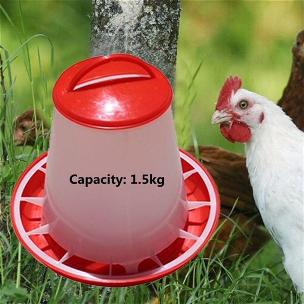 1.5L Chicken Hen Drinker Food Feeder Waterer Bucket Farm Animal Poultry Feeding Watering Supplies