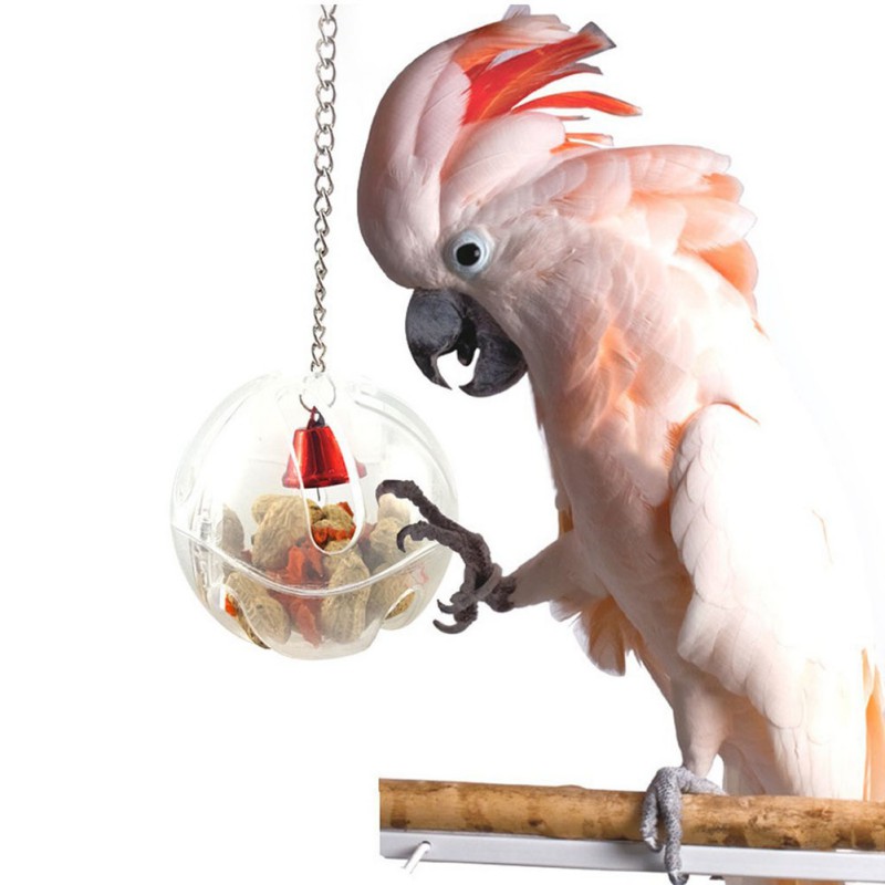 2019 New Cute Parrots Ball Toys Food Feeder Hanging Cage Birds Bell Foraging Chain For Treats