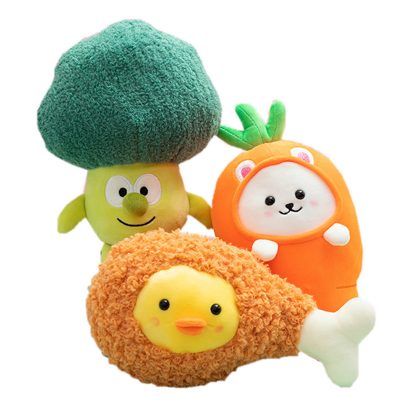 26cm Korea fried chicken Food Toy Stuffed Vegetable man Doll toys Cute Carrot Bunny cauliflower Monsters Toys gift for Children