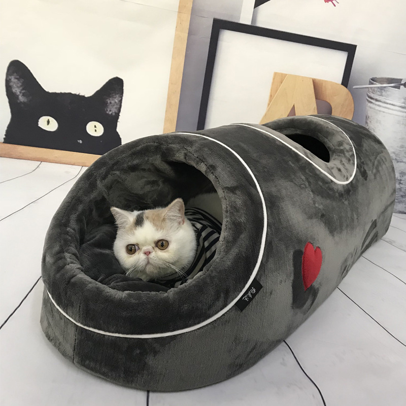 Cat Beds House Funny Pet Cats Tunnel 2 Holes Play Tubes Soft Warm Small Dog Bed Coral Fleece Comfortable Pet Puppy Nest