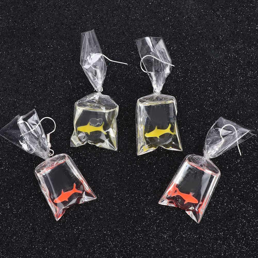 Creative Transparent Marine Wind Conch Goldfish Water Bags Dangle Earrings Female Personality Resin Dried Flower Earrings