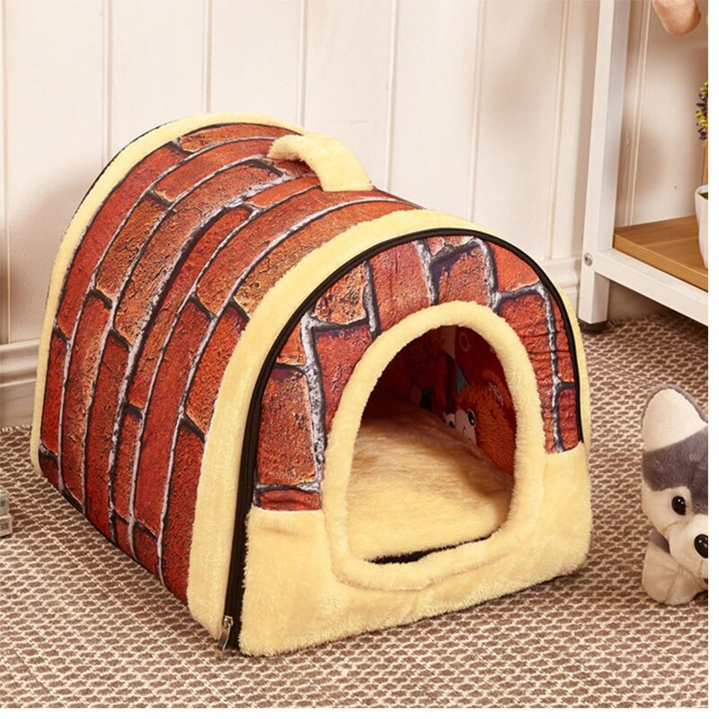 Foldable and Removable Cat Bed Self Warming for Indoor Cat Dog House with Mattress Puppy Cage Lounger Grey ropa para perro Drop