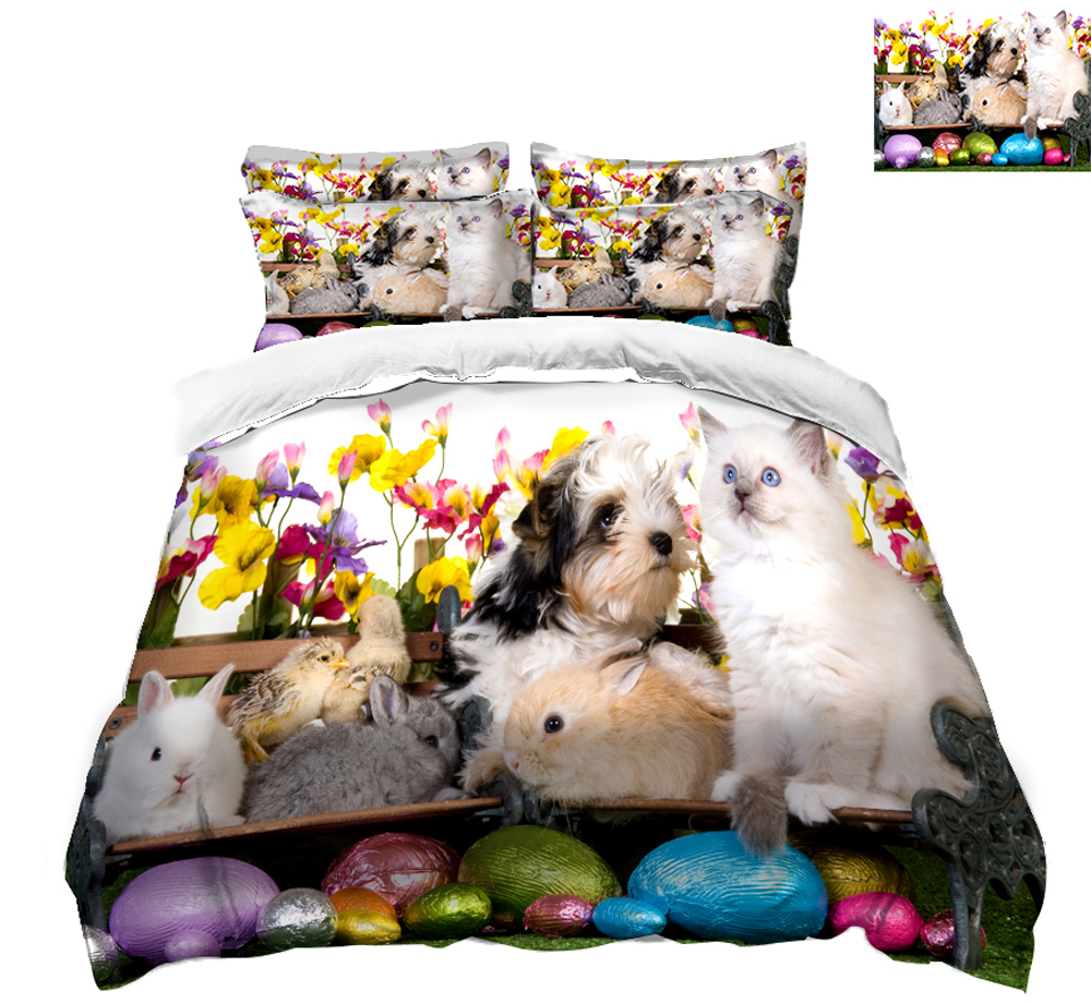 high quality sheet set 3D Bedding Set Twin Full Queen Linen set Double Bed cat pattern Duvet Cover Pillowcase California king