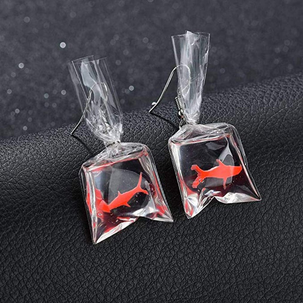 Kawaii Cartoon Earrings Resin Goldfish Imitation Water Bag Shape Drop Earrings Fashion Charms Earrings Fashion Jewelry