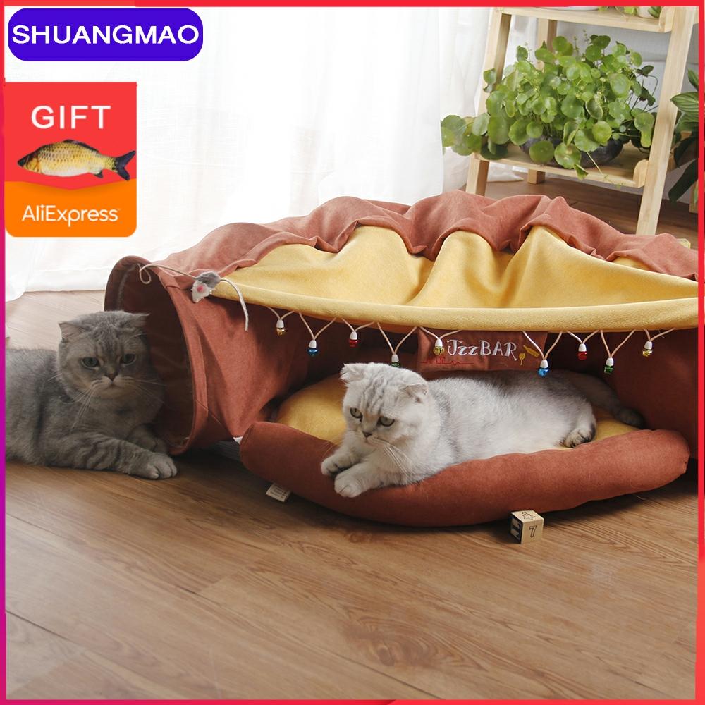 Pet Cats bed Tunnel house Interactive Play Toy Mobile Collapsible Ferrets Rabbit mat Tunnels Indoor Toys Kitten Exercising