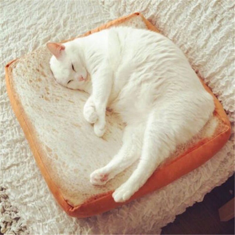 Toast Bread Cat Pillow Dog Pet Soft Sponge Cushion Mat Toast Bread Shaped Cat Dog Sleep Play Rest Bed Pad