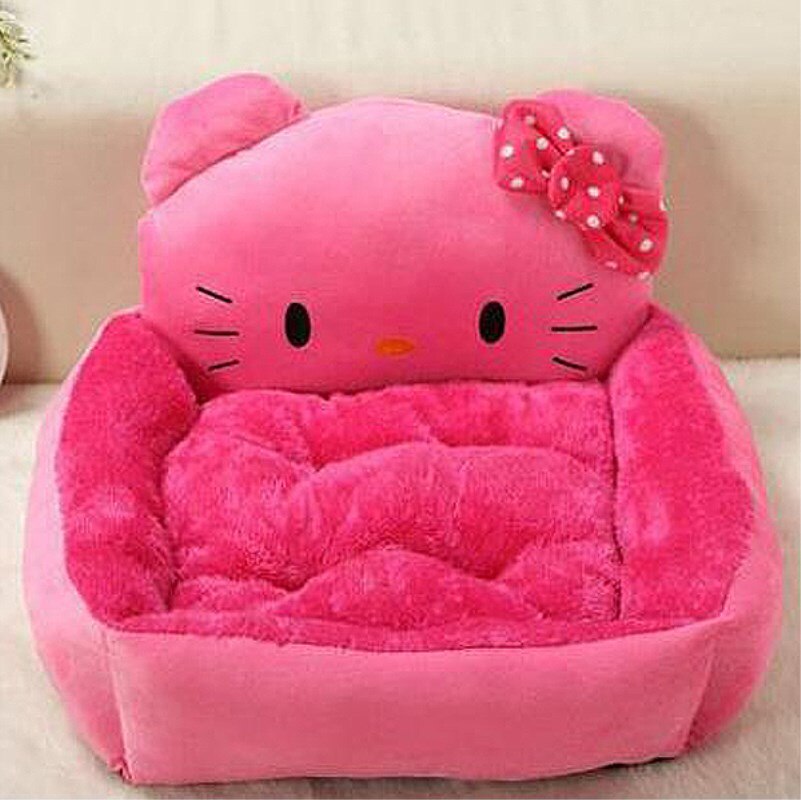 2 size Cute Pet Pink Hello Kitty Princess Dog Beds for Cat Rabbit Animal Puppy Small Medium Sleeping Bedding Sofa Lounger Kennel