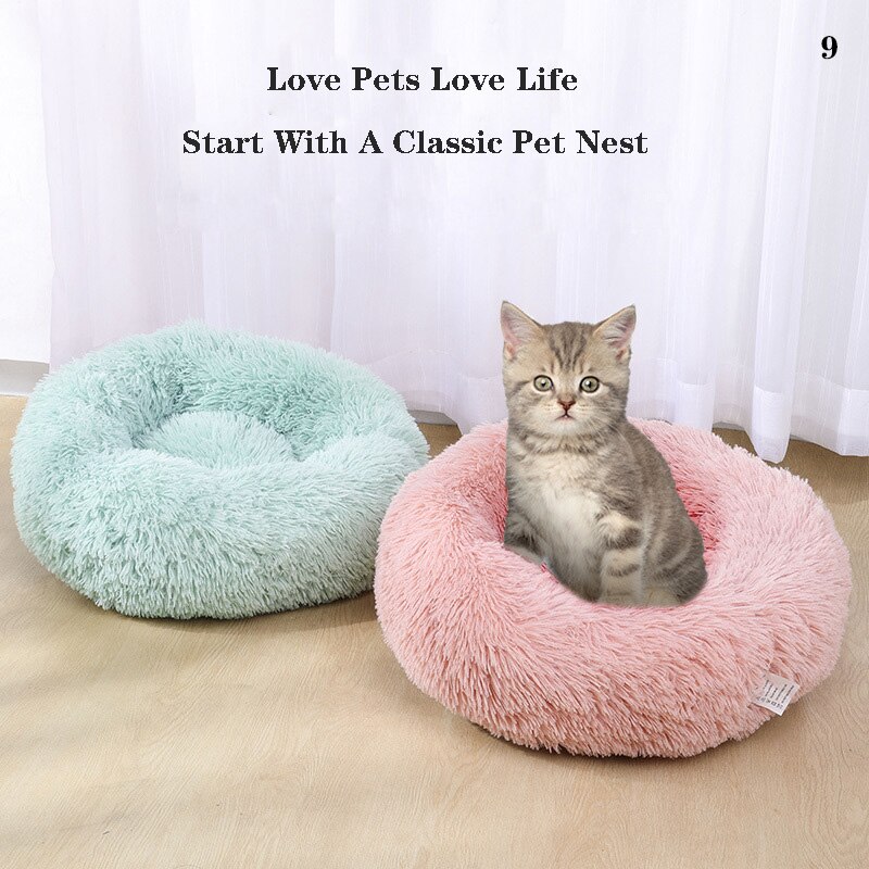 Super Soft Plush Pet Bed Kennel Non-Slip Round Dog Cat Mattress Four Seasons Cat Sleeping Mat Sofa Dog Bed Large Dog Pet Kennel