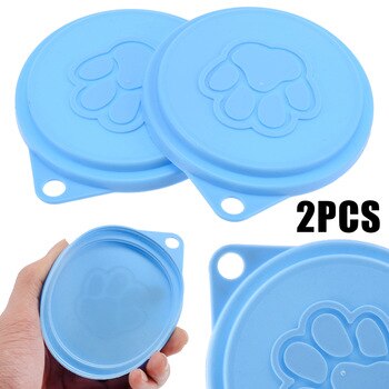 2pcs Reusable Pet Dog Cat Food Storage Can Tin Cover Lid Top Cap 88mm Random Color