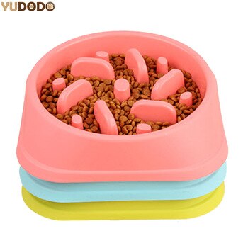3 Colors Anti Choke Small Pet Dog Bowls Healthy Slow Eating Puppy Cat Food Container Prevent Obesity Jungle Dogs Feeder