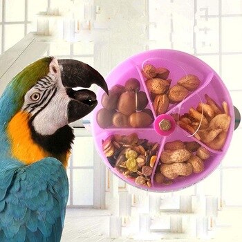 Bird Parrot Foraging Toy Creative Rotate Wheel Seed Food Ball Training for Parakeet Cockatiel Conure African Grey