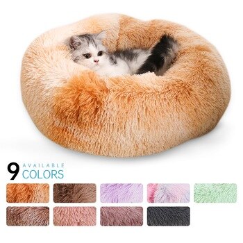 Donut Macaron Cat Bed Faux Plush Dog Pet Beds Soft Dog Bed Plush Cat Mat Dog Beds For Large Dogs Bed Labradors House