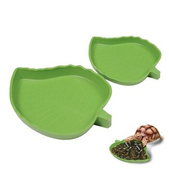 Leaf Shape Reptile Water Food Dish Bowl Plastic Gecko Meal Worm Reptile Feeder Bowl S/M