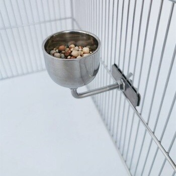 Pet Bowl Stainless Steel Hanging Pet Cage Bowl Pet Food Bowl for Bird Parrots Food Dish Pigeon Supplies