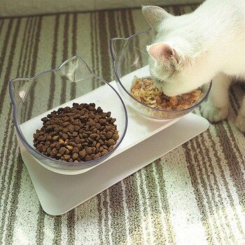 Pet Cats Transparent Bowl with Holder Anti-slip Cat Food Dish Pet Feeder Water Bowl Perfect For Cats And Small Dogs Supplies