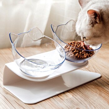 Pet Dog Cat Transparent Bowl with Holder Anti-slip Cat Food Dish Pet Feeder Water Bowl Perfect For Cats And Small Dogs Supplies