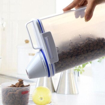 Pet Food Storage Container Airtight Dog Cats Foods Container with Measuring Cup Clear 2.5L-30