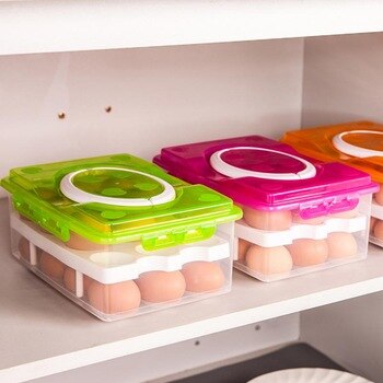 Portable Two Layer Plastic 24 Grid Eggs Food Container Organizer Chicken Egg Holder Storage Boxes Carrier Case Multifunctional