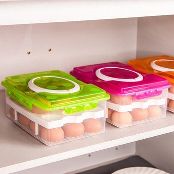 Two Layer 24 eggs Plastic Food Chicken Egg Holder Storage Portable Egg Container Carrier Case