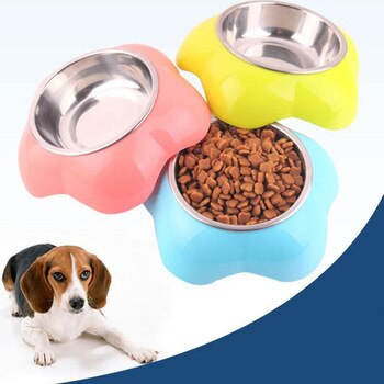 Universal Flower Shape Stainless Steel Pet Feeding Bowl Resistant Dog Cat Food Bowl Pet Supplies