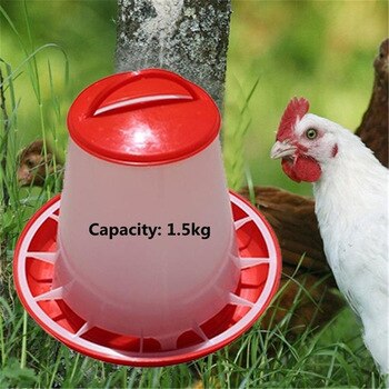 1.5L Chicken Hen Drinker Food Feeder Waterer Bucket Farm Animal Poultry Feeding Watering Supplies