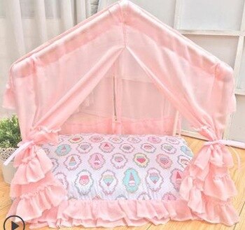 Fancy dog house portable lace pet bed princess dog bed Summer pet tent Ice cream pattern pet bed Summer Cool Dog Cabin