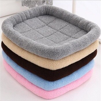 Pet Floppy Soft Fleece Warm Cat Bed House Washable Cushion Dog Beds For Large Dogs Solid Pink Grey Breathable Kennel hundebett