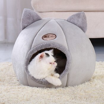 Removable Pet Cat House Warm Pet Cat Bed Cave Winter Puppy Kitten Dog Cushion Mat Small Dogs Cats House Kennel Indoor Cats Nest